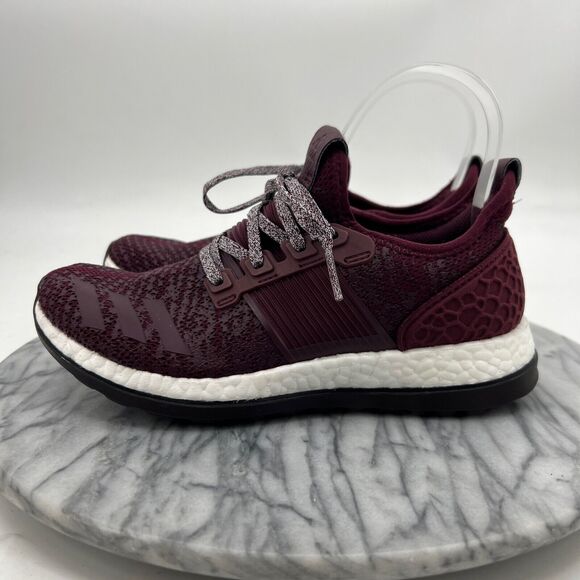 Adidas Mens 5 PureBoost ZG Maroon White Running Shoes Lace Up Low Top BA8457 - Picture 4 of 12